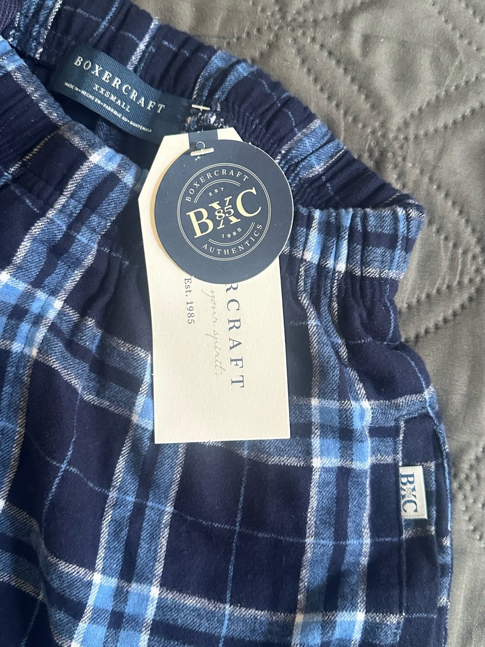 Boxercraft Navy and Light Blue Plaid Lounge Shorts